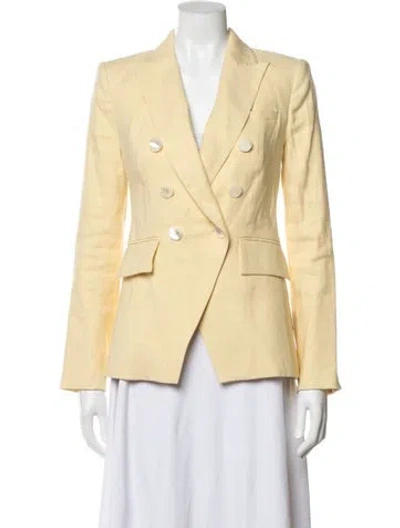 Pre-owned Veronica Beard Linen Blazer In Yellow