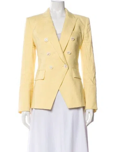 Pre-owned Veronica Beard Linen Blazer In Yellow