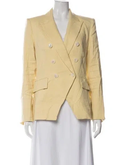 Pre-owned Veronica Beard Linen Blazer In Yellow