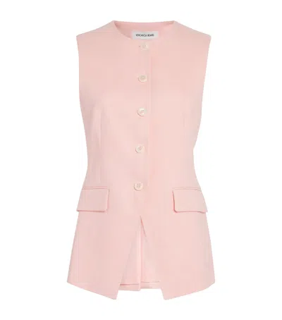 Veronica Beard Lois Linen Vest In Pink Shell