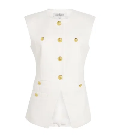 Veronica Beard Linen-blend Sleeveless Tamara Blazer In White