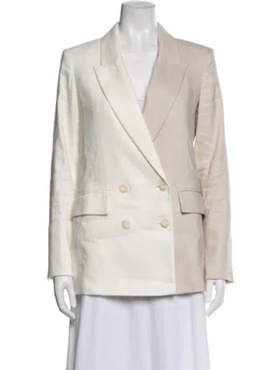 Pre-owned Veronica Beard Linen Colorblock Pattern Blazer In Neutral