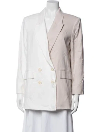 Pre-owned Veronica Beard Linen Colorblock Pattern Blazer In Neutrals