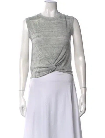 Pre-owned Veronica Beard Linen Crew Neck Crop Top In Gray