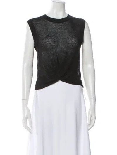 Pre-owned Veronica Beard Linen Crew Neck Crop Top In White