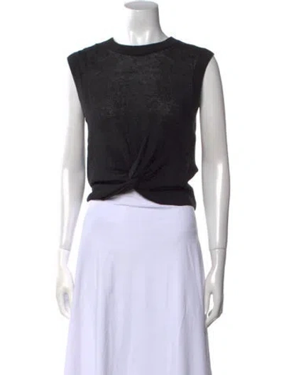 Pre-owned Veronica Beard Linen Crew Neck Sweater In Black