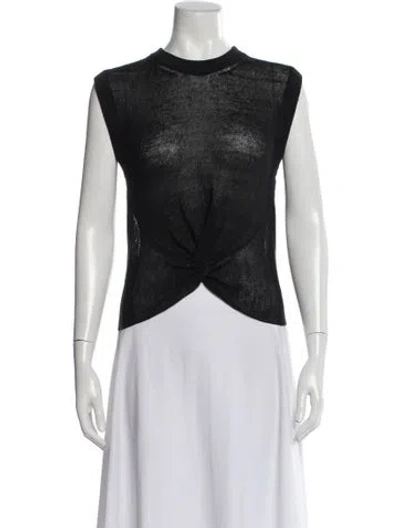 Pre-owned Veronica Beard Linen Crew Neck Sweater In Black