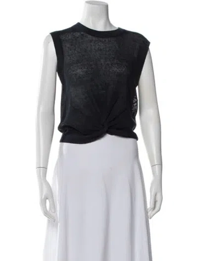 Pre-owned Veronica Beard Linen Crew Neck Sweater In Black