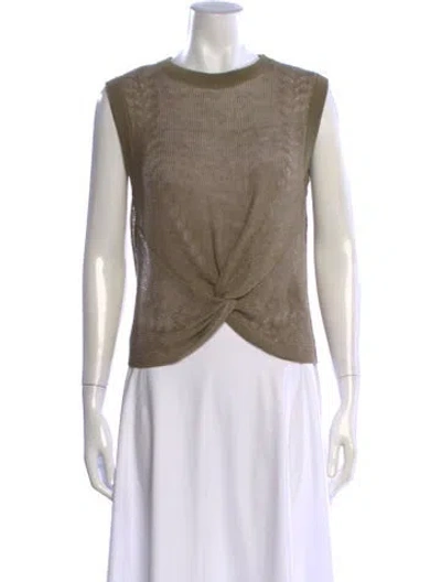 Pre-owned Veronica Beard Linen Crew Neck Sweater In Green