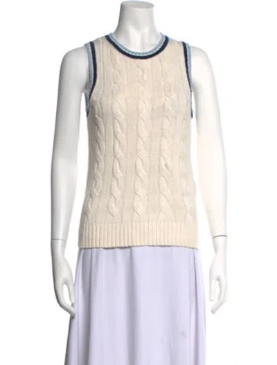Pre-owned Veronica Beard Linen Crew Neck Sweater In Neutrals