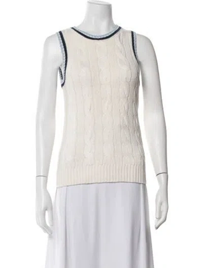 Pre-owned Veronica Beard Linen Crew Neck Sweater In Neutrals