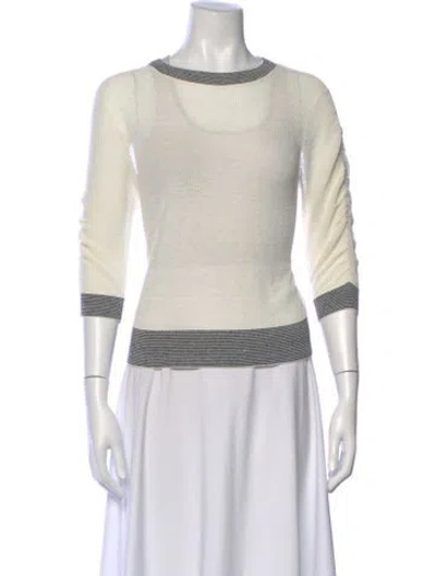 Pre-owned Veronica Beard Linen Crew Neck Sweater In White