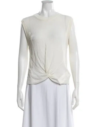 Pre-owned Veronica Beard Linen Crew Neck Sweater In White