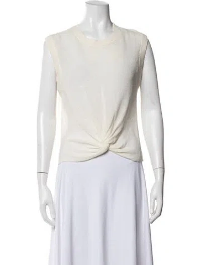 Pre-owned Veronica Beard Linen Crew Neck Sweater In White