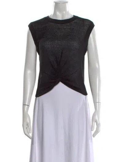 Pre-owned Veronica Beard Linen Crew Neck Top In Black