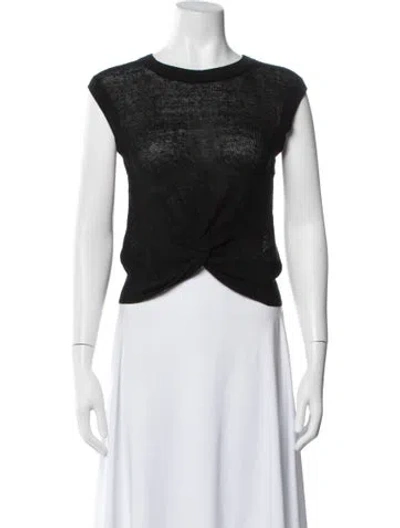 Pre-owned Veronica Beard Linen Crew Neck Top In Black