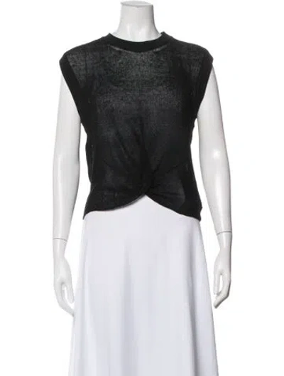 Pre-owned Veronica Beard Linen Crew Neck Top In Black