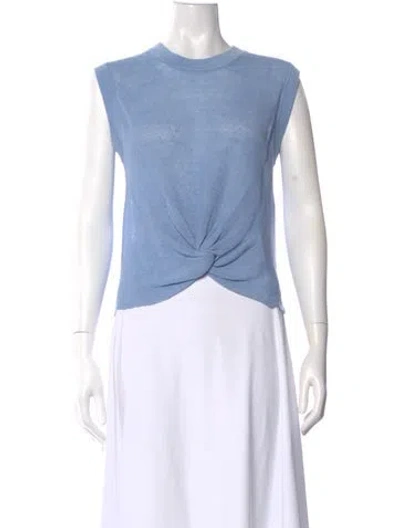 Pre-owned Veronica Beard Linen Crew Neck Top In Blue