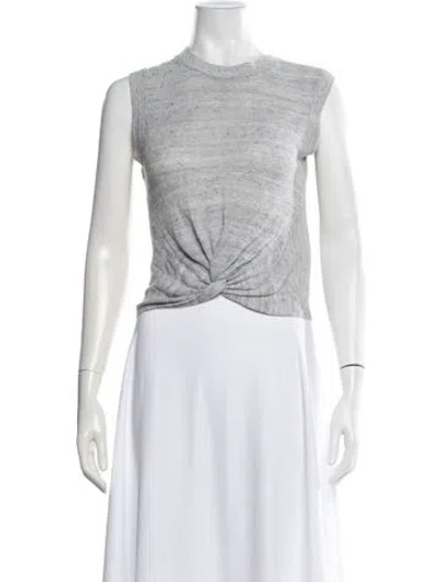 Pre-owned Veronica Beard Linen Crew Neck Top In Blue/white