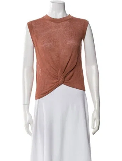 Pre-owned Veronica Beard Linen Crew Neck Top In Brown