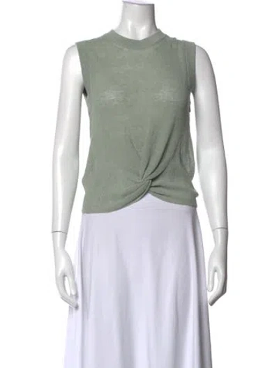Pre-owned Veronica Beard Linen Crew Neck Top In Green