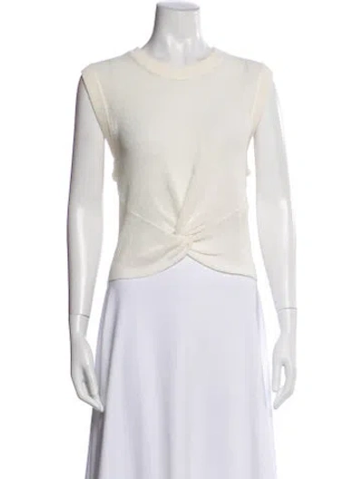 Pre-owned Veronica Beard Linen Crew Neck Top In Neutral