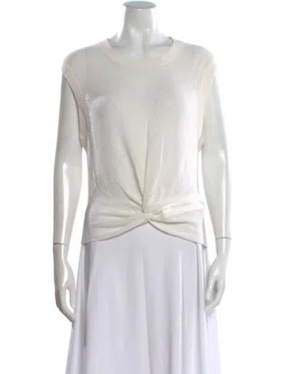 Pre-owned Veronica Beard Linen Crew Neck Top In Neutral