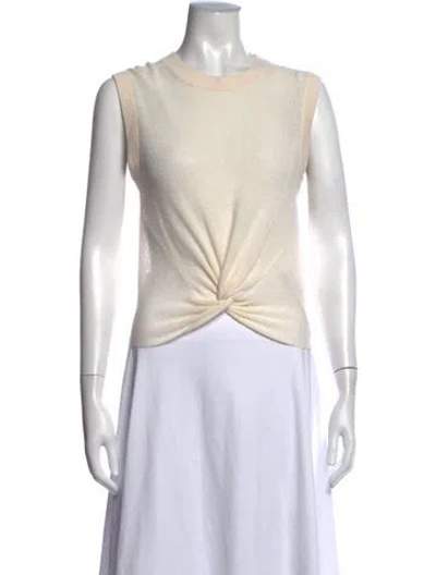 Pre-owned Veronica Beard Linen Crew Neck Top In Neutral
