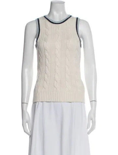 Pre-owned Veronica Beard Linen Crew Neck Top In Neutral