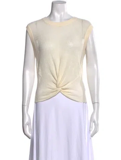 Pre-owned Veronica Beard Linen Crew Neck Top In Neutral