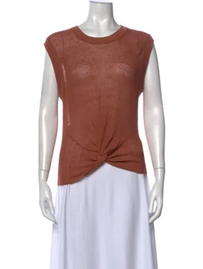 Pre-owned Veronica Beard Linen Crew Neck Top In Orange