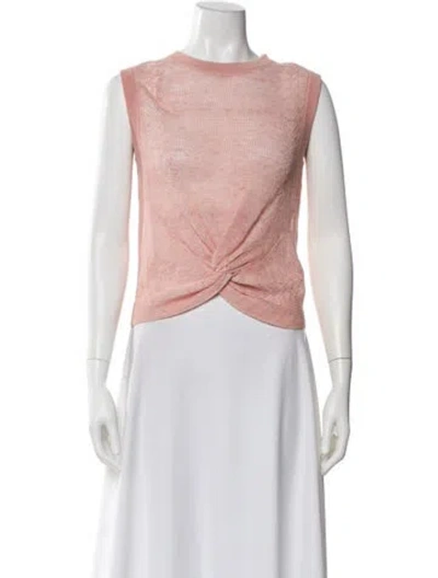 Pre-owned Veronica Beard Linen Crew Neck Top In Pink