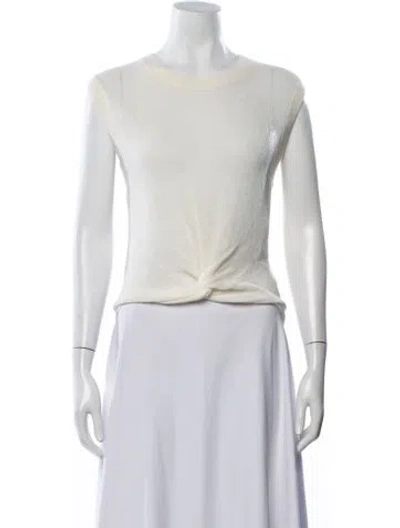 Pre-owned Veronica Beard Linen Crew Neck Top W/ Tags In White