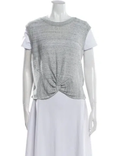 Pre-owned Veronica Beard Linen Crew Neck T-shirt In Gray