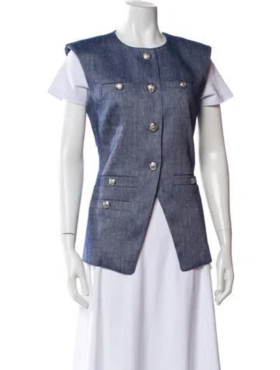 Pre-owned Veronica Beard Linen Denim Jacket W/ Tags In Blue