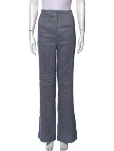 Pre-owned Veronica Beard Linen Flared Pants In Blue