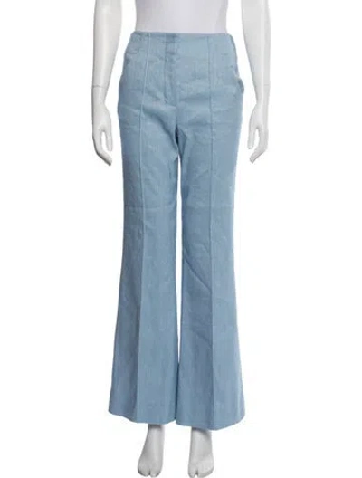 Pre-owned Veronica Beard Linen Flared Pants In Blue