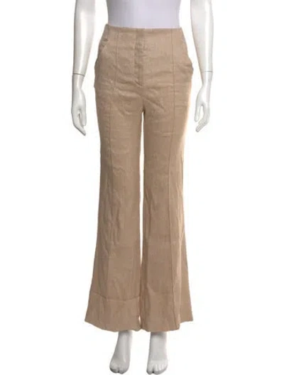Pre-owned Veronica Beard Linen Flared Pants In Neutrals