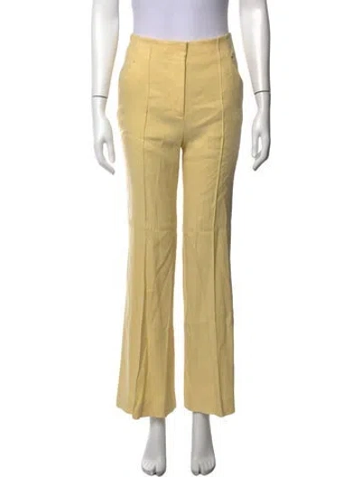 Pre-owned Veronica Beard Linen Flared Pants In Yellow