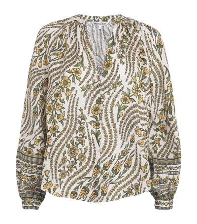 Veronica Beard Linen Floral Ailani Blouse In Multi