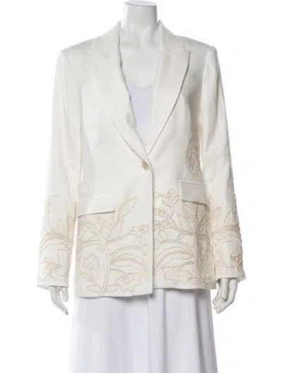 Pre-owned Veronica Beard Linen Floral Print Blazer In Neutral