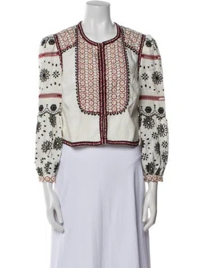 Pre-owned Veronica Beard Linen Floral Print Evening Jacket In Neutral