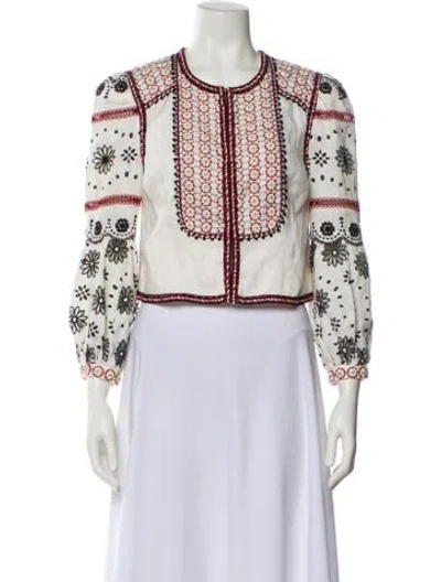 Pre-owned Veronica Beard Linen Floral Print Evening Jacket In Neutral