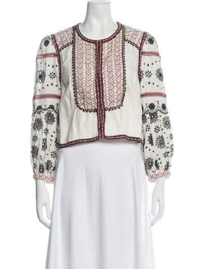 Pre-owned Veronica Beard Linen Floral Print Jacket In Neutral