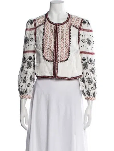 Pre-owned Veronica Beard Linen Floral Print Jacket In Neutrals
