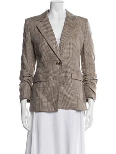 Pre-owned Veronica Beard Linen Houndstooth Print Blazer In Multi