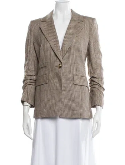 Pre-owned Veronica Beard Linen Houndstooth Print Blazer W/ Tags In Neutral