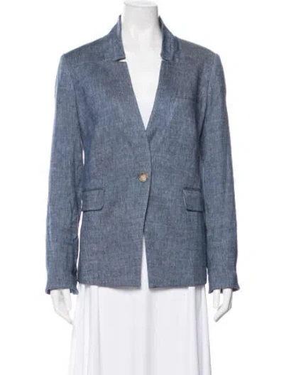 Pre-owned Veronica Beard Linen Jacket In Blue/metallic