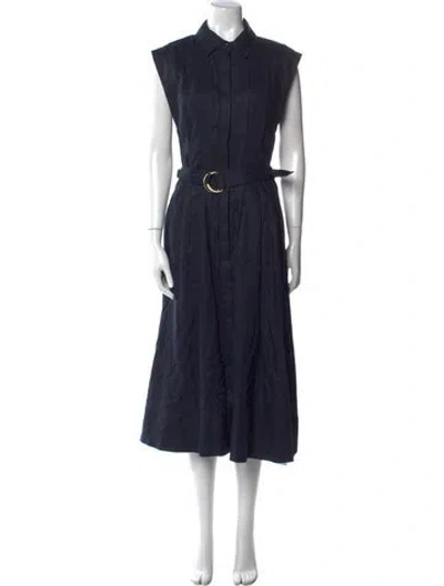 Pre-owned Veronica Beard Linen Long Dress In Black