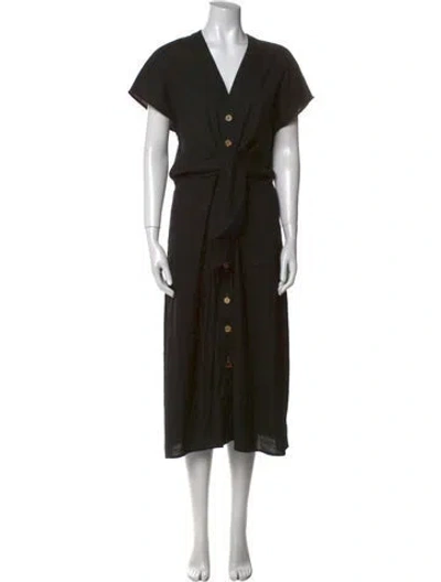 Pre-owned Veronica Beard Linen Long Dress In Black